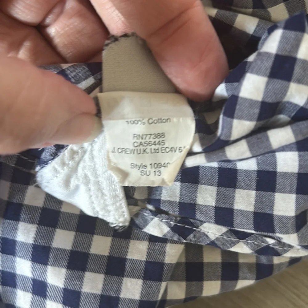 J Crew Ludlow Navy blue  Gingham Long Sleeve Button Up Shirt - S